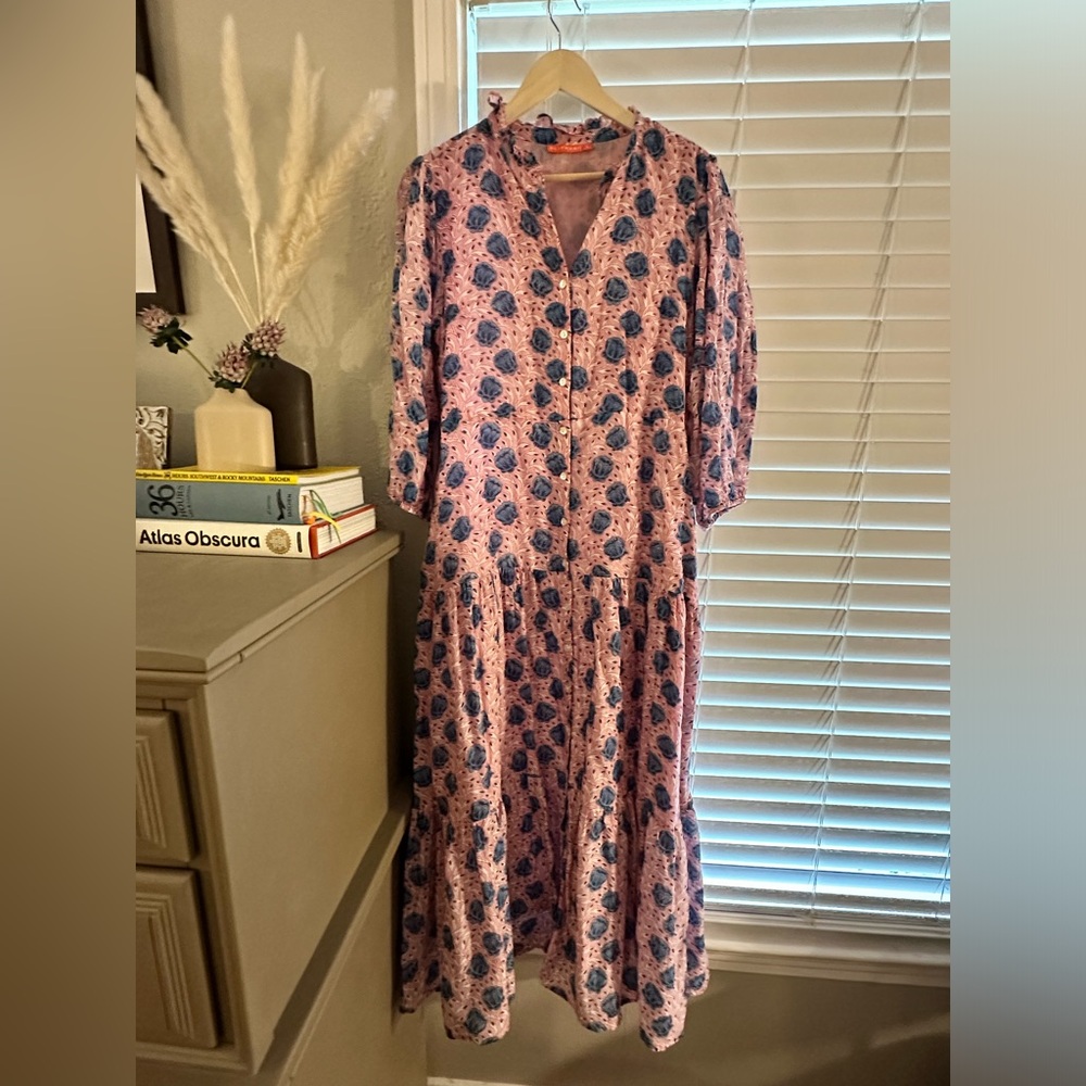 Oliphant size Large all cotton tiered maxi dress